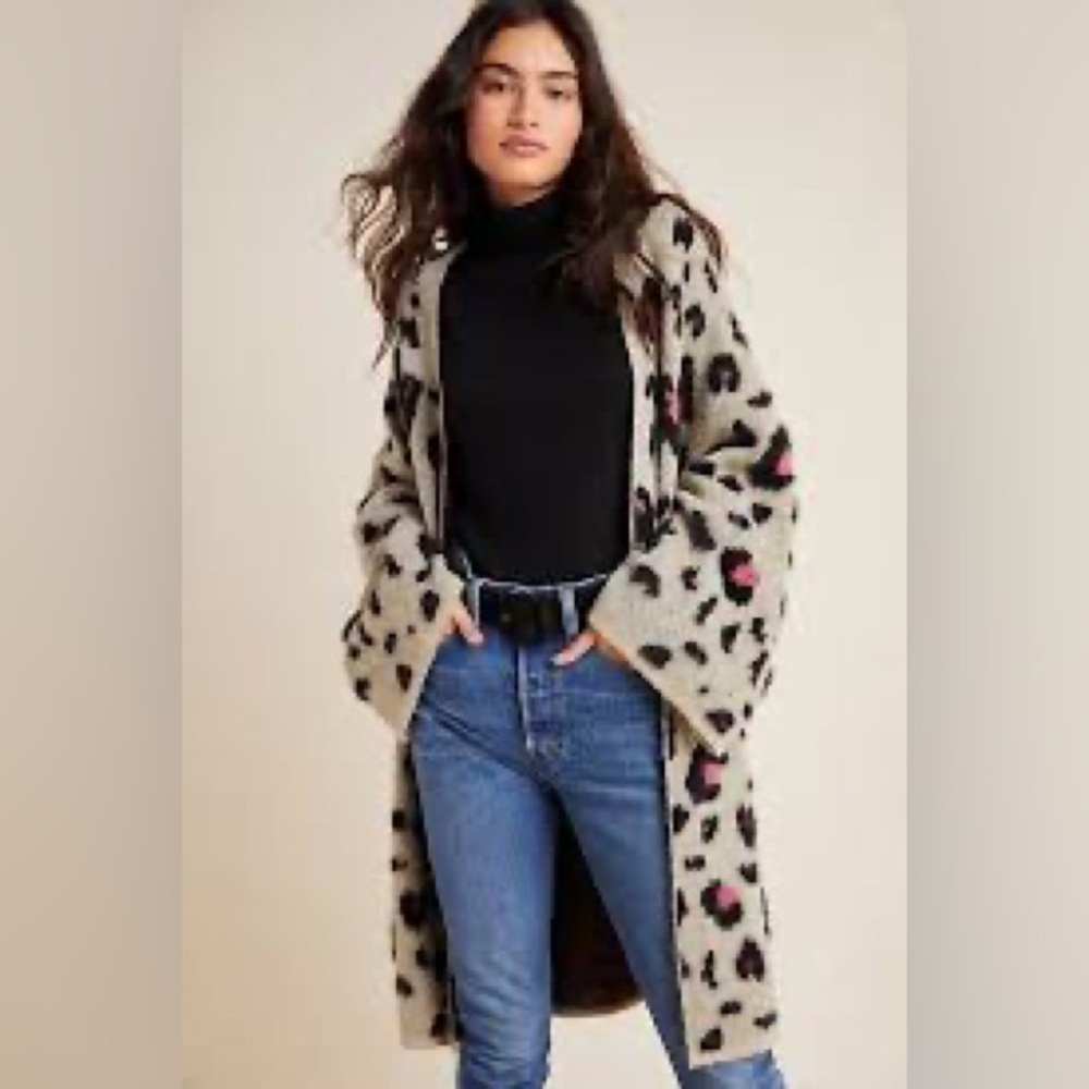Anthropologie Ash Leopard-Printed Cardigan